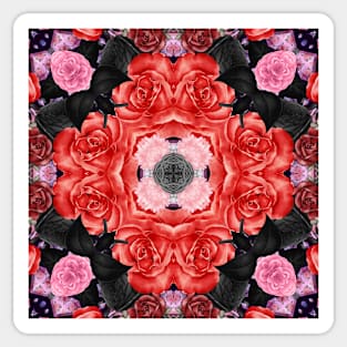 Crystal Hearts and Flowers Valentines Kaleidoscope pattern (Seamless) 31 Sticker